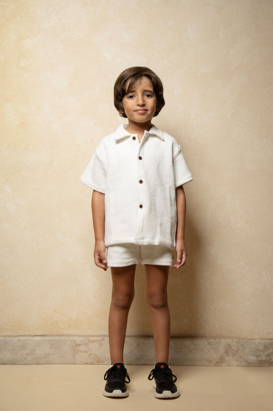 Surf & Button in White -Unisex